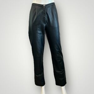 Y2K Mixit Black Leather Straight Leg High Rise Pants
